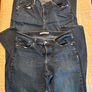 2 pair of Levi's Blue Straight Leg Jeans Classic Denim